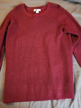 Womens sz L Burgundy Glitter Liz Claiborne Pullover Sweater